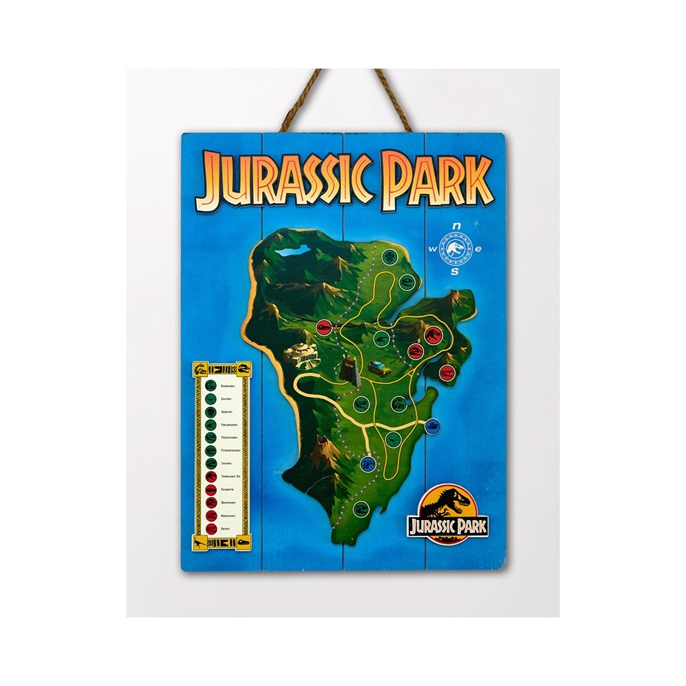 JURASSIC PARK MAP WOOD PRINT STAMPA SU LEGNO DOCTOR COLLECTOR