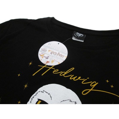 MAGLIA T SHIRT DONNA HARRY POTTER HEDWIG BLACK