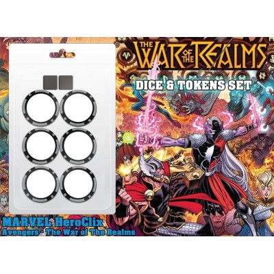 MARVEL HEROCLIX AVENGERS THE WAR OF THE REALMS DICE AND TOKENS SET WIZKIDS