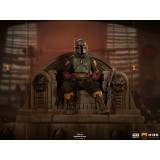 STAR WARS THE MANDALORIAN BOBA FETT ON THRONE DELUXE BDS ART SCALE 1/10 STATUA FIGURE IRON STUDIOS