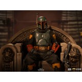 STAR WARS THE MANDALORIAN BOBA FETT ON THRONE DELUXE BDS ART SCALE 1/10 STATUA FIGURE IRON STUDIOS