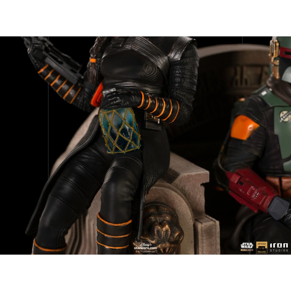 THE MANDALORIAN BOBA FETT AND FENNEC ON THRONE DELUXE BDS ART SCALE 1/10 STATUA FIGURE IRON STUDIOS