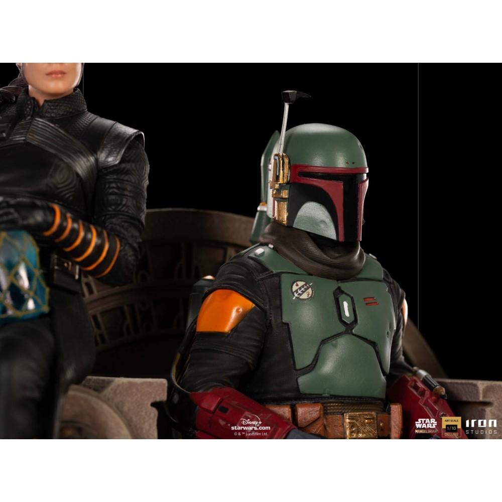 THE MANDALORIAN BOBA FETT AND FENNEC ON THRONE DELUXE BDS ART SCALE 1/10 STATUA FIGURE IRON STUDIOS