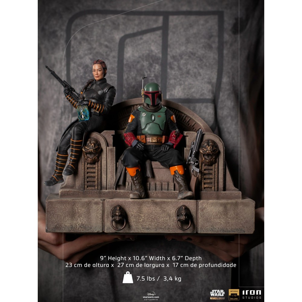 THE MANDALORIAN BOBA FETT AND FENNEC ON THRONE DELUXE BDS ART SCALE 1/10 STATUA FIGURE IRON STUDIOS