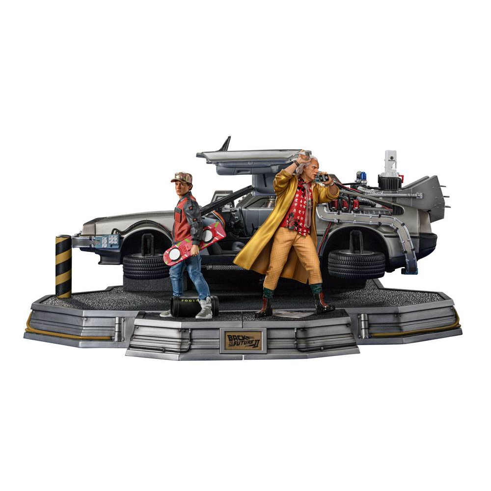 BACK TO THE FUTURE II DELOREAN DELUXE FULL SET ART SCALE 1/10 STATUA FIGURE IRON STUDIOS