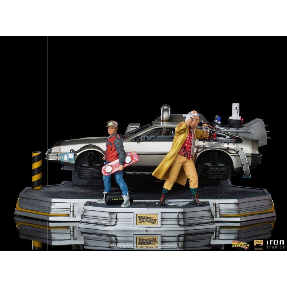 BACK TO THE FUTURE II DELOREAN DELUXE FULL SET ART SCALE 1/10 STATUA FIGURE IRON STUDIOS