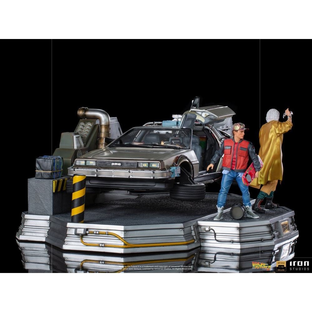 BACK TO THE FUTURE II DELOREAN DELUXE FULL SET ART SCALE 1/10 STATUA FIGURE IRON STUDIOS