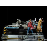 IRON STUDIOS BACK TO THE FUTURE II DELOREAN DELUXE FULL SET ART SCALE 1/10 STATUE FIGURE