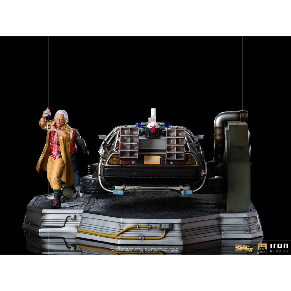 IRON STUDIOS BACK TO THE FUTURE II DELOREAN DELUXE FULL SET ART SCALE 1/10 STATUE FIGURE