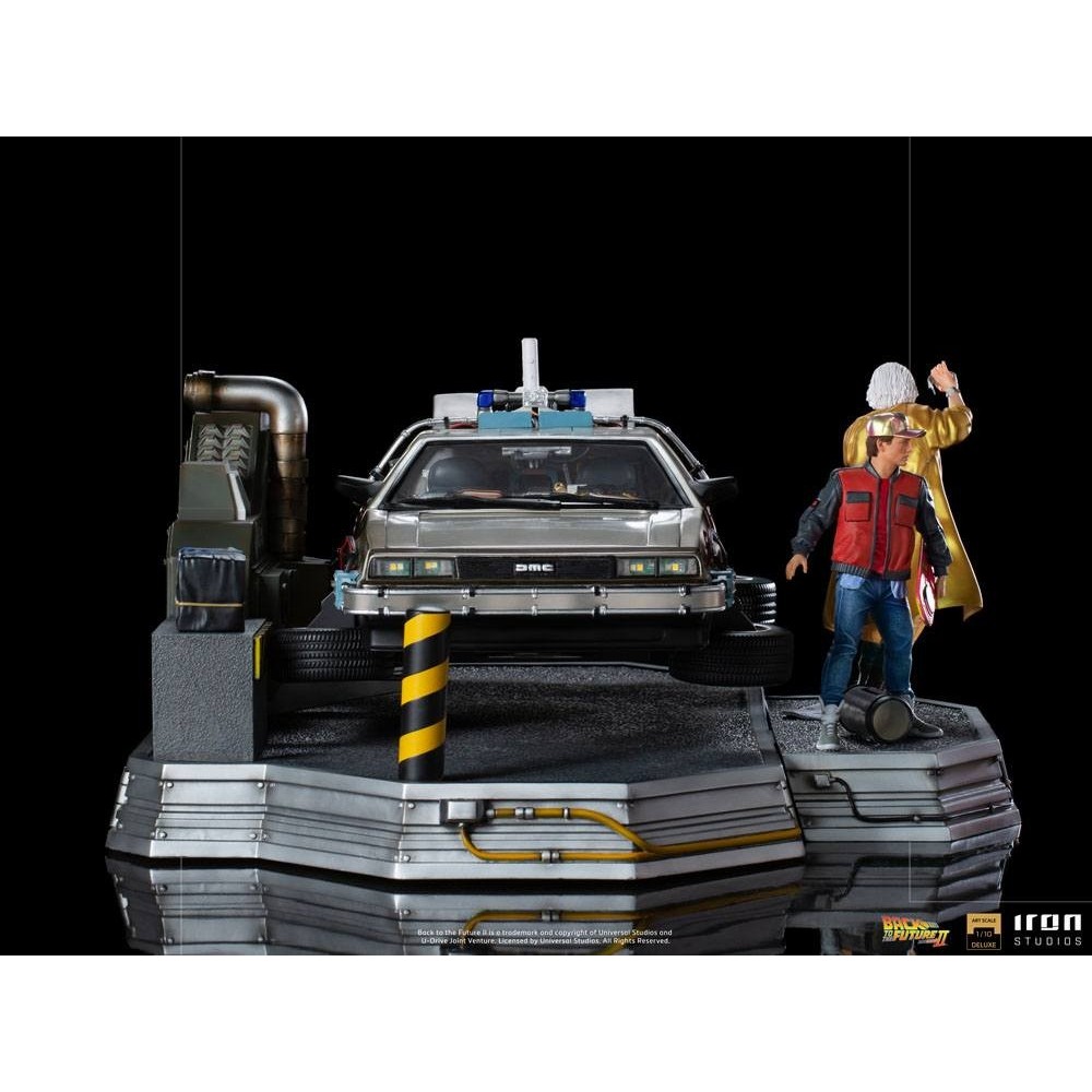 IRON STUDIOS BACK TO THE FUTURE II DELOREAN DELUXE FULL SET ART SCALE 1/10 STATUE FIGURE