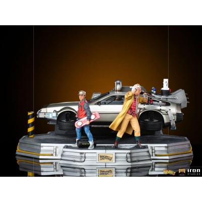 BACK TO THE FUTURE II DELOREAN DELUXE FULL SET ART SCALE 1/10 STATUA FIGURE IRON STUDIOS