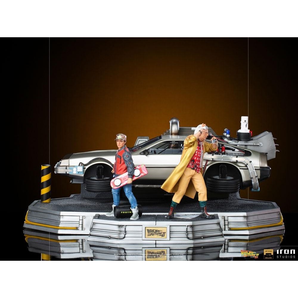 BACK TO THE FUTURE II DELOREAN DELUXE FULL SET ART SCALE 1/10 STATUA FIGURE IRON STUDIOS