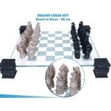NEMESIS NOW GLASS AND RESIN DRAGON CHESS SET