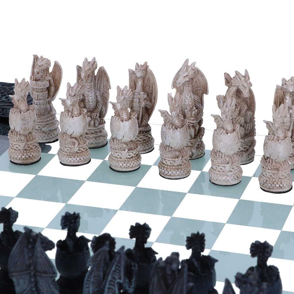 DRAGON CHESS SET SCACCHIERA IN RESINA E VETRO NEMESIS NOW