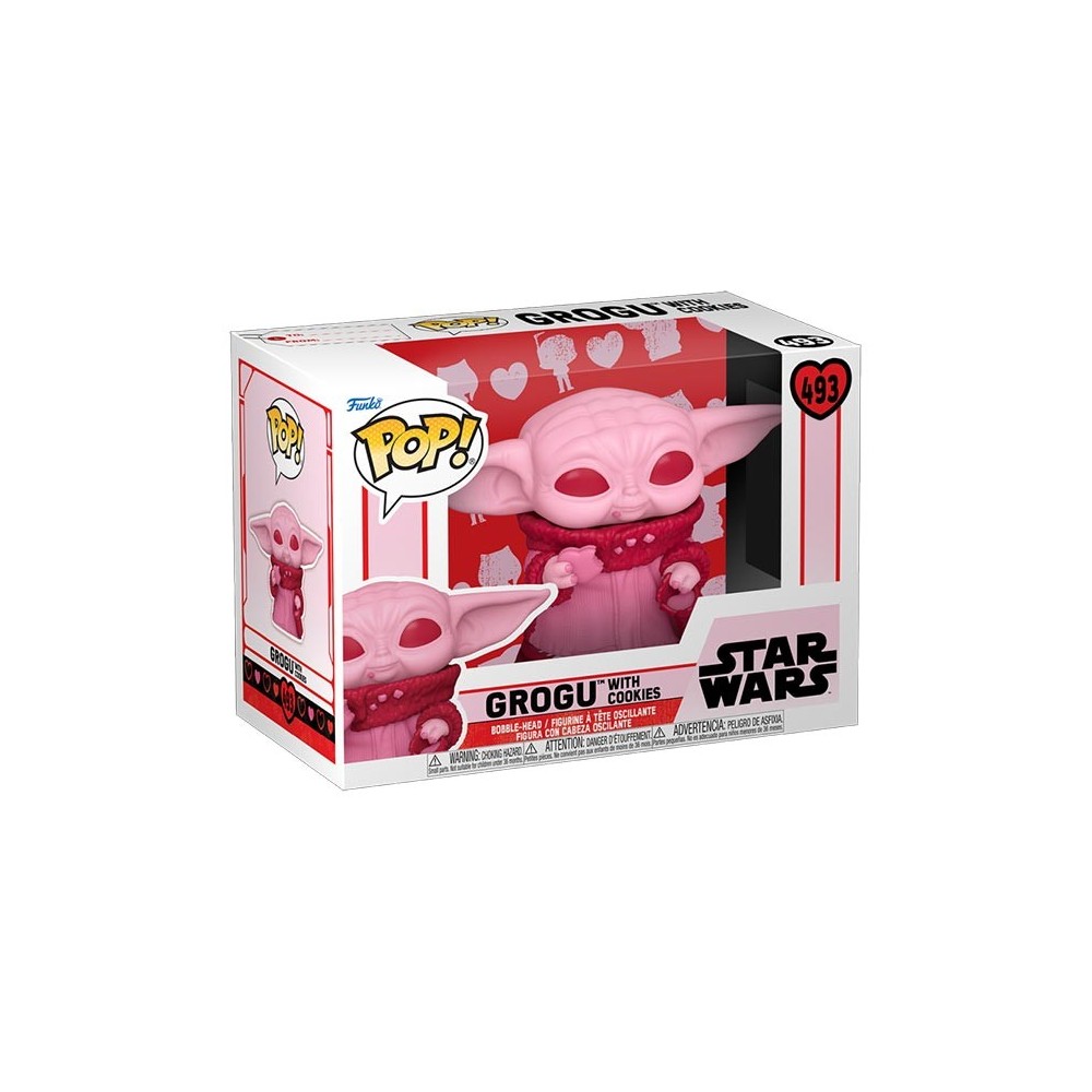 FUNKO POP! VALENTINE STAR WARS THE MANDALORIAN GROGU WITH COOKIES BOBBLE HEAD KNOCKER FIGURE FUNKO