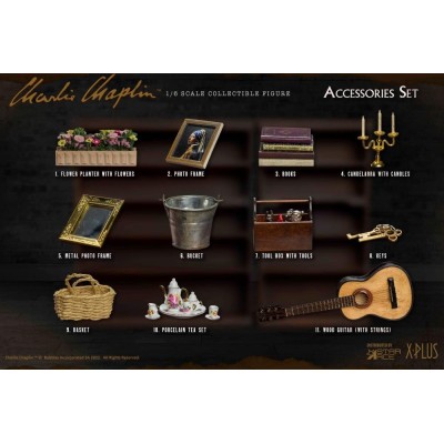 STAR ACE CHARLIE CHAPLIN SCALE COLLECTIBLE FIGURE ACCESSORIES SET