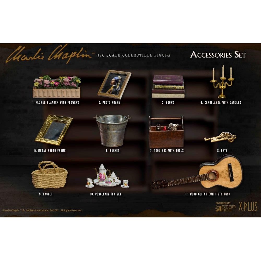 CHARLIE CHAPLIN SCALE COLLECTIBLE FIGURE ACCESSORIES SET STAR ACE