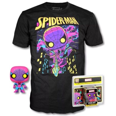 FUNKO POP! TEE MARVEL SPIDER-MAN - SPIDER-MAN BLACKLIGHT FIGURE AND TSHIRT L SIZE FUNKO