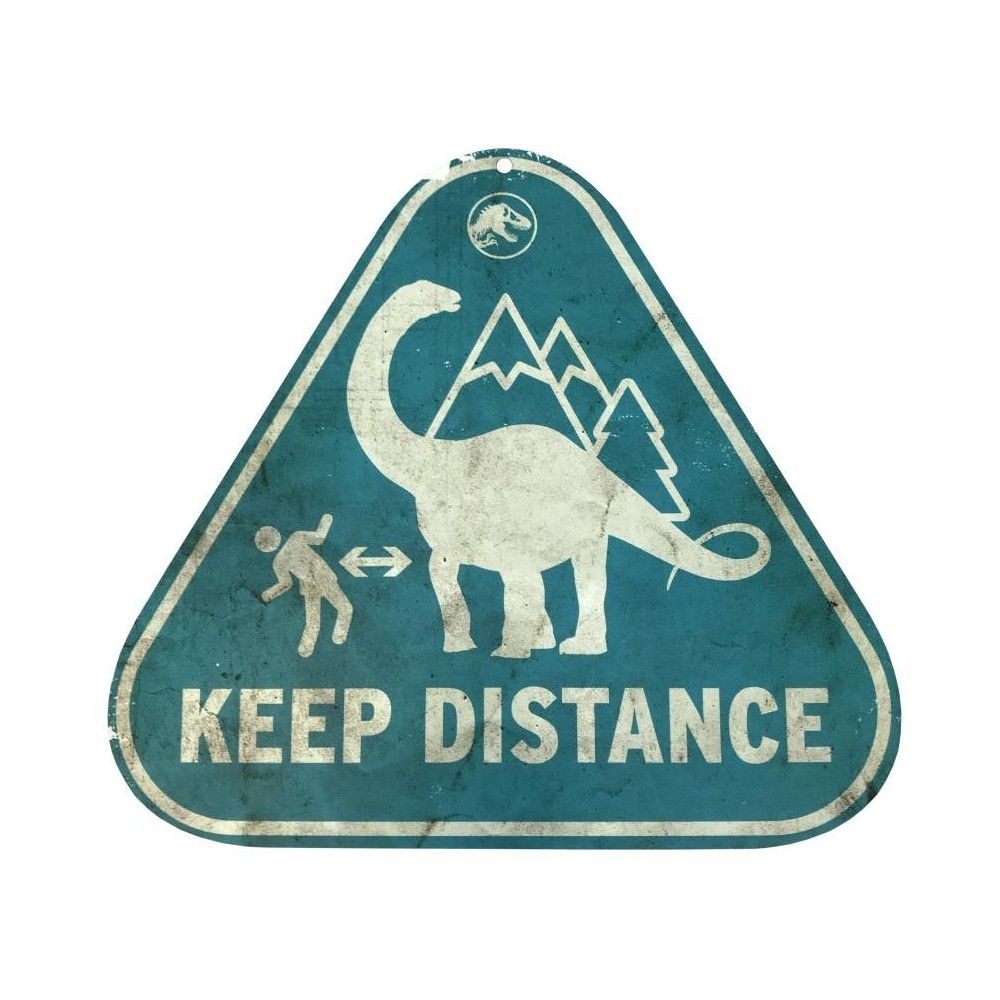 JURASSIC WORLD METAL WARNING SIGNS SCALED PROP REPLICA FACTORY ENTERTAINMENT