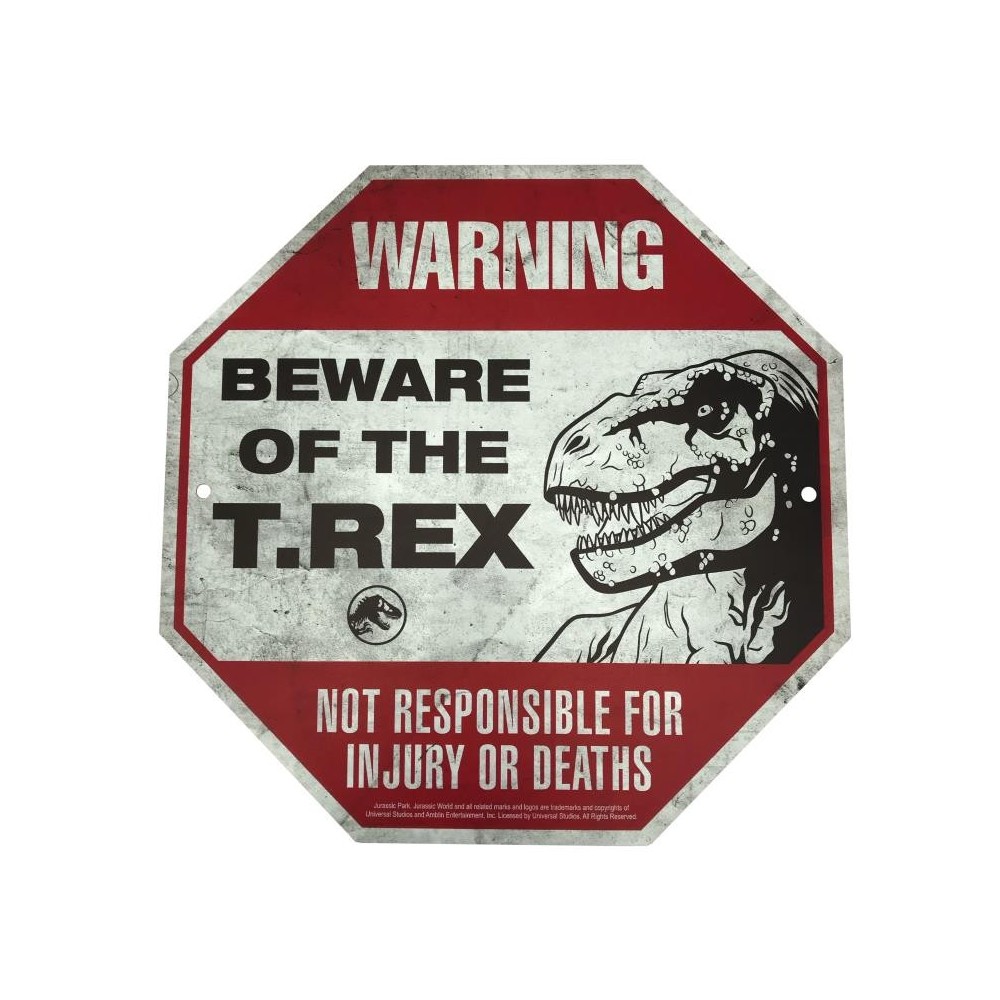 JURASSIC WORLD METAL WARNING SIGNS SCALED PROP REPLICA FACTORY ENTERTAINMENT