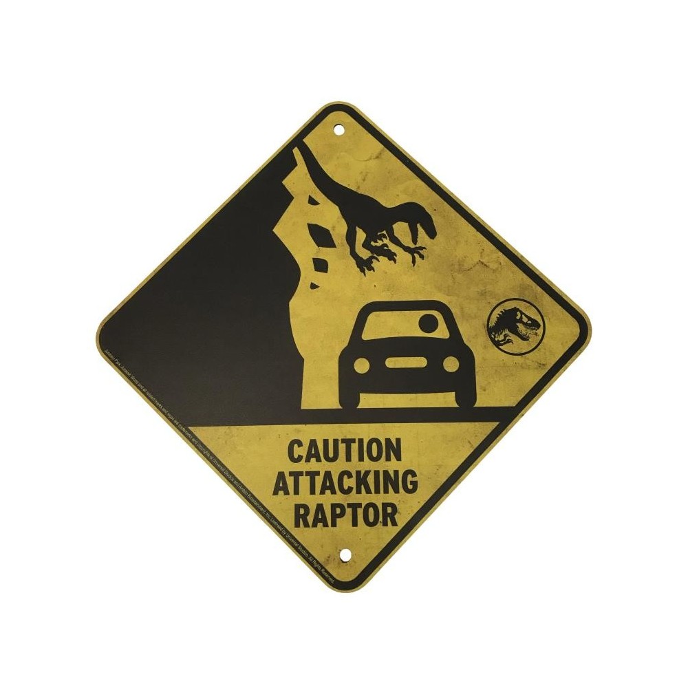 JURASSIC WORLD METAL WARNING SIGNS SCALED PROP REPLICA FACTORY ENTERTAINMENT