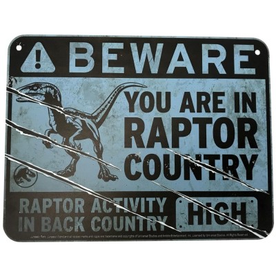 JURASSIC WORLD METAL WARNING SIGNS SCALED PROP REPLICA FACTORY ENTERTAINMENT