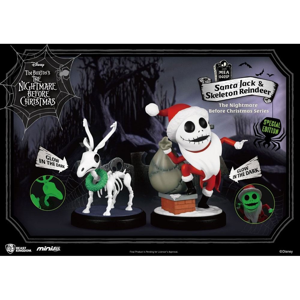 NIGHTMARE BEFORE CHRISTMAS MINI EGG ATTACK SANTA JACK AND SKELETON REINDEER FIGURES BEAST KINGDOM