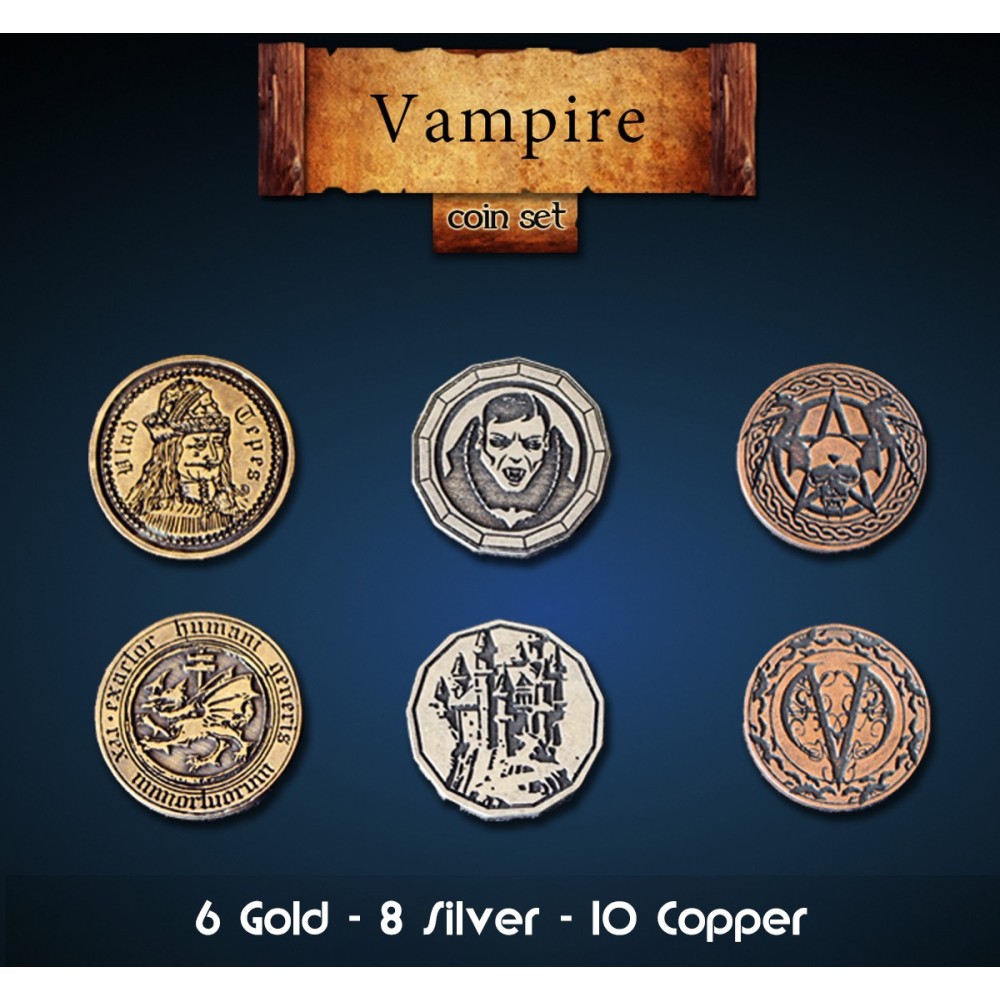 VAMPIRE 24 METAL COINS SET MONETE VAMPIRESCHE DRAWLAB ENTERTAINMENT