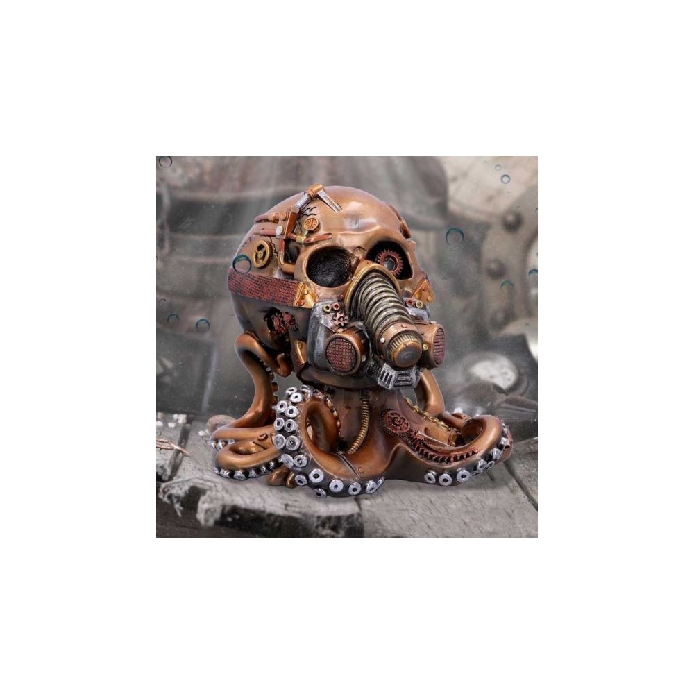 OCTO RESPIRAT BRONZE STEAMPUNK SKULL STATUA NEMESIS NOW