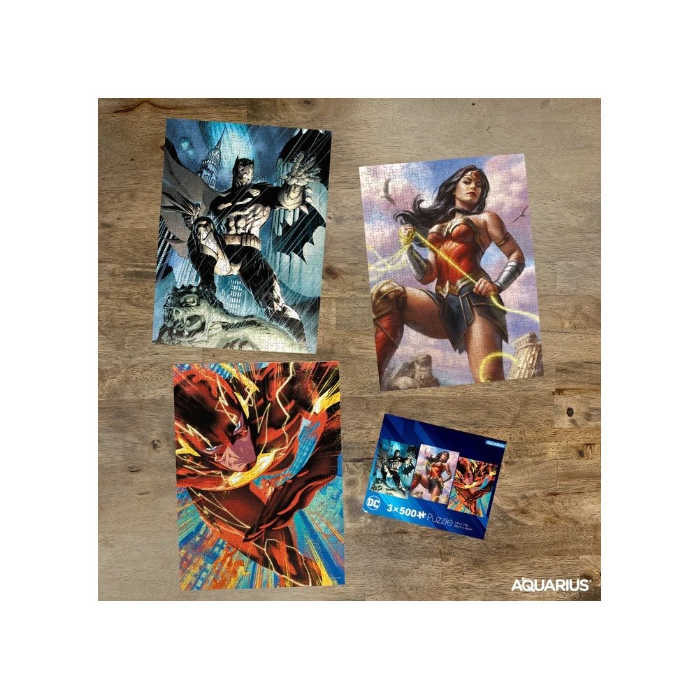 AQUARIUS ENT DC COMICS HEROES 3X 500 PCS PUZZLE JIGSAW 47X35CM