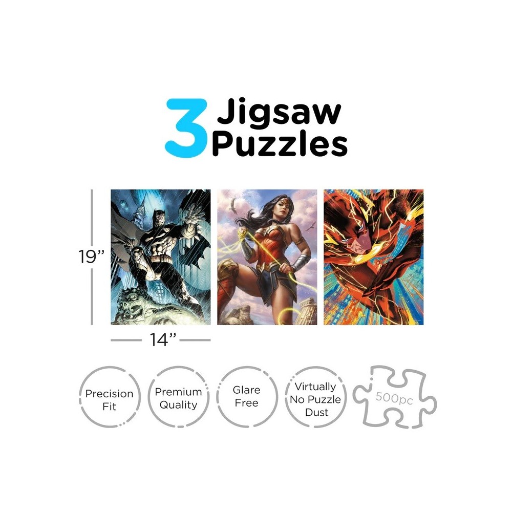 DC COMICS HEROES 3X 500 PCS PUZZLE 47X35CM AQUARIUS ENT