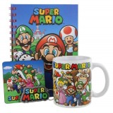SUPER MARIO 4 IN 1 GIFT SET - TAZZA SOTTOBICCHIERE AGENDA E PORTACHIAVI PYRAMID INTERNATIONAL