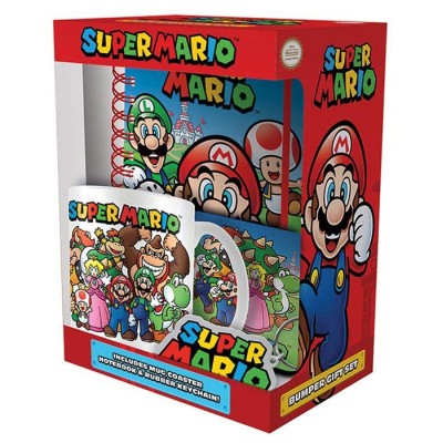 SUPER MARIO 4 IN 1 GIFT SET - TAZZA SOTTOBICCHIERE AGENDA E PORTACHIAVI PYRAMID INTERNATIONAL
