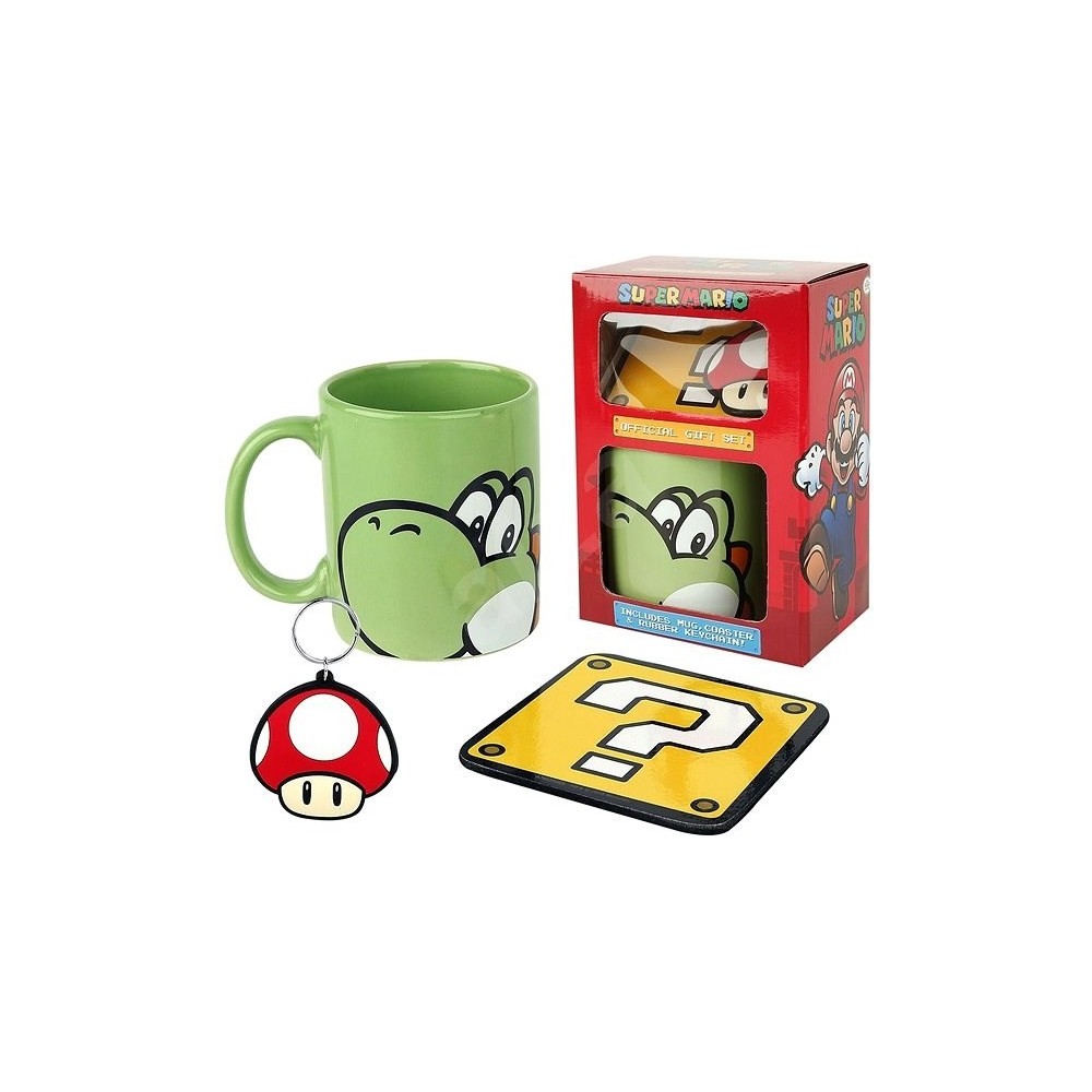 PYRAMID INTERNATIONAL SUPER MARIO YOSHI GIFT SET - MUG COASTER AND KEYCHAIN