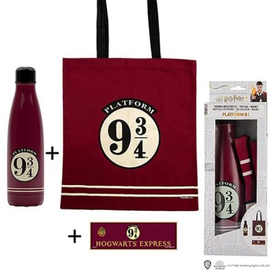 HARRY POTTER PLATFORM 9 3/4 GIFT PACK - BORRACCIA MAGNETE E BORSA CINEREPLICAS