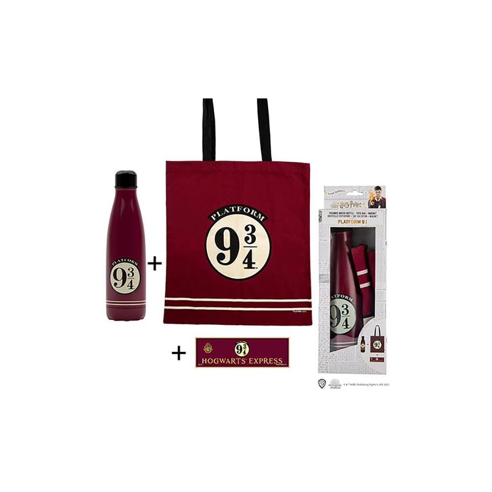 CINEREPLICAS HARRY POTTER PLATFORM 9 3/4 GIFT PACK - BOTTLE MAGNET AND BAG
