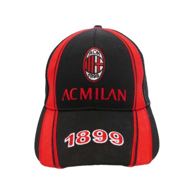 CAPPELLO BASEBALL CAP AC MILAN UFFICIALE NERO SCRITTA ROSSA