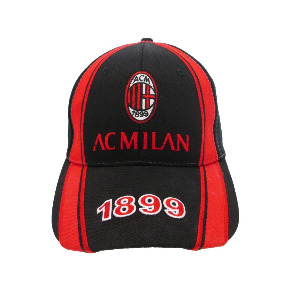 CAPPELLO BASEBALL CAP AC MILAN UFFICIALE NERO SCRITTA ROSSA