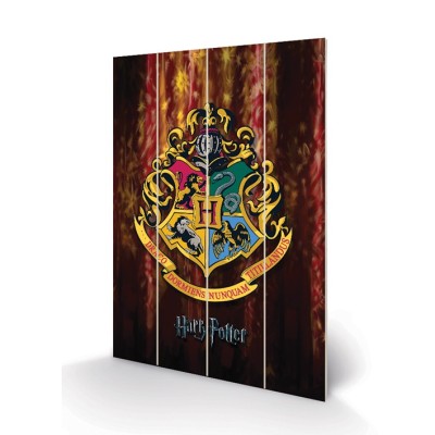 HARRY POTTER HOGWARTS CREST WOOD PRINT STAMPA SU LEGNO 60X40CM PYRAMID INTERNATIONAL