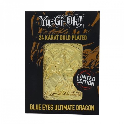 YU-GI-OH! LIMITED EDITION BLUE EYES ULTIMATE DRAGON 24 KARAT GOLD PLATED CARTA IN METALLO PLACCATA ORO FANATTIK