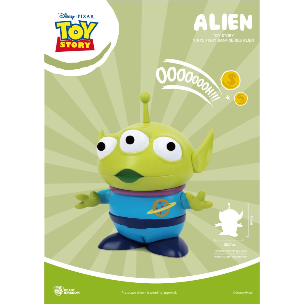 TOY STORY LARGE VINYL PIGGY BANK ALIEN STATUA FIGURE SALVADANAIO BEAST KINGDOM