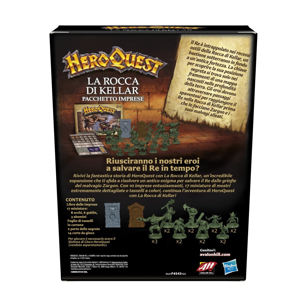 HEROQUEST ESPANSIONE LA ROCCA DI KELLAR BOARDGAME GIOCO DA TAVOLO IN ITALIANO HASBRO