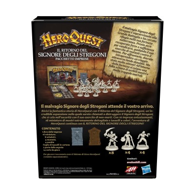 HASBRO HEROQUEST ESPANSIONE IL RITORNO DEL SIGNORE DEGLI STREGONI BOARDGAME GIOCO DA TAVOLO IN ITALIANO