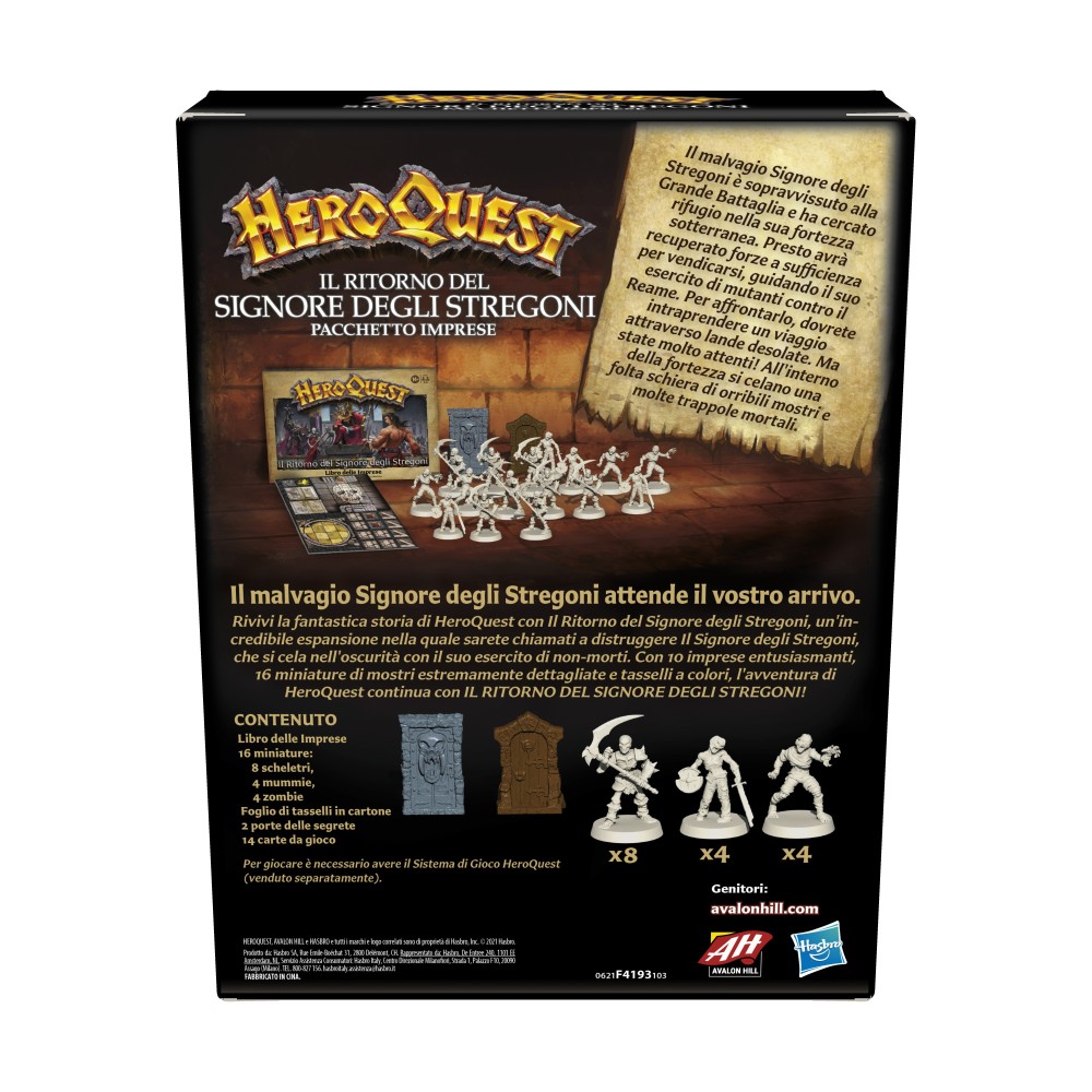HASBRO HEROQUEST ESPANSIONE IL RITORNO DEL SIGNORE DEGLI STREGONI BOARDGAME GIOCO DA TAVOLO IN ITALIANO
