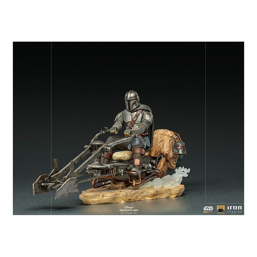 THE MANDALORIAN ON SPEEDERBIKE DELUXE ART SCALE 1/10 STATUA FIGURE IRON STUDIOS