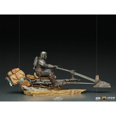 THE MANDALORIAN ON SPEEDERBIKE DELUXE ART SCALE 1/10 STATUA FIGURE IRON STUDIOS