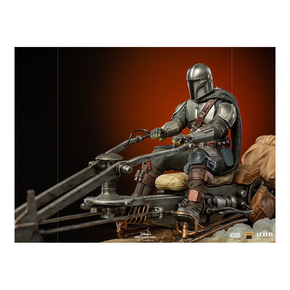 THE MANDALORIAN ON SPEEDERBIKE DELUXE ART SCALE 1/10 STATUA FIGURE IRON STUDIOS