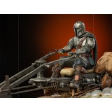 IRON STUDIOS THE MANDALORIAN ON SPEEDERBIKE DELUXE ART SCALE 1/10 STATUE FIGURE