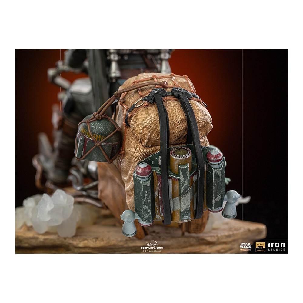 THE MANDALORIAN ON SPEEDERBIKE DELUXE ART SCALE 1/10 STATUA FIGURE IRON STUDIOS