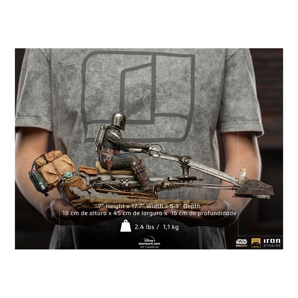 IRON STUDIOS THE MANDALORIAN ON SPEEDERBIKE DELUXE ART SCALE 1/10 STATUE FIGURE